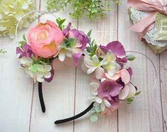 Wire Minnie Ears Floral Mickey Ears Flower Minnie Mouse Ears Floral Mickey Mouse Ears Disney Inspired Ears Wire Mickey Ears Birthday Ears