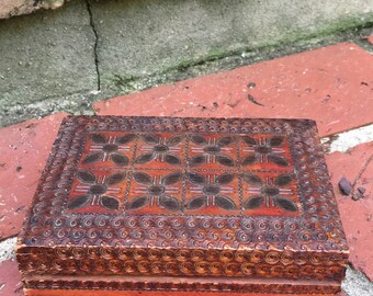 Hand carved Mahogany trinket jewelry box