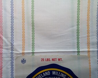 Vintage Feedsack Cotton Velvo Flour Sack W Original Paper Label #mm59