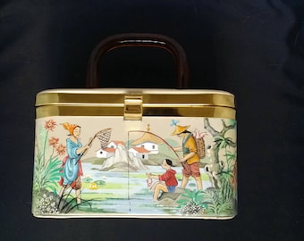 Handmade & Painted Japanese-themed Handbag c.1950s