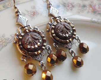 Antique Button Earrings, Cherry Picking