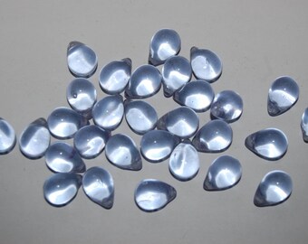 lot 7 drops purple glass 14x10mm
