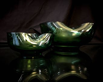 60's Mod Green Chip and Dip Bowl Set by Anchor Hocking