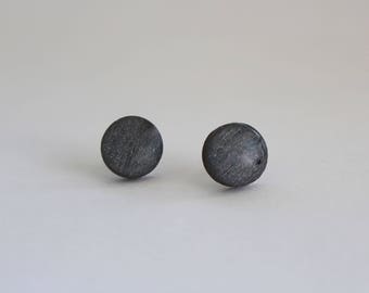 Dark Silver Stud Earrings, Wood Stud Earrings, Dark Silver Studs, Silver Stud Earrings, Titanium Posts, Hypoallergenic, For Sensitive Ears