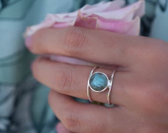 Labradorite Ring * Sterling Silver Ring * Statement Ring * Gemstone Ring * Labradorite * Bridal Ring * Wedding Ring * Organic Ring * BJR004