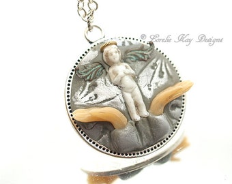 Letting Go Angel Necklace Frozen Charlotte Tiny Charlotte Doll Heart Pendant Lorelie Kay Original