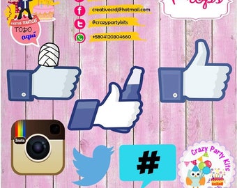Social networking props Kit #Imprimible (#Accesorios) #DIY PhotoBooth