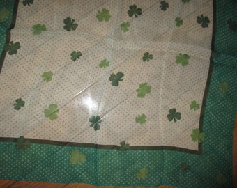 Vintage green shamrock and dots scarf St Patricks Day accessory