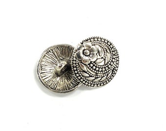 10 Buttons Silver Pewter 17mm Button Clasp Antique Silver, Button Clasp, Bracelet Buttons, Wrap Bracelet clasp - PBF322