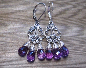 Alexandrite Chandelier Earrings, Sterling Silver, June Birthstone, Alexandrite Jewelry, One Of A Kind