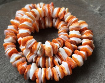 Orange spiny oyster disc beads