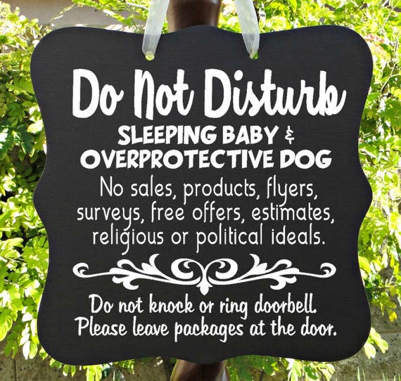 Do Not Disturb Sign, Sleeping Baby Sign, Overprotective Dog, No Soliciting Sign, Do Not Ring Doorbell, Leave Packages, Door Sign