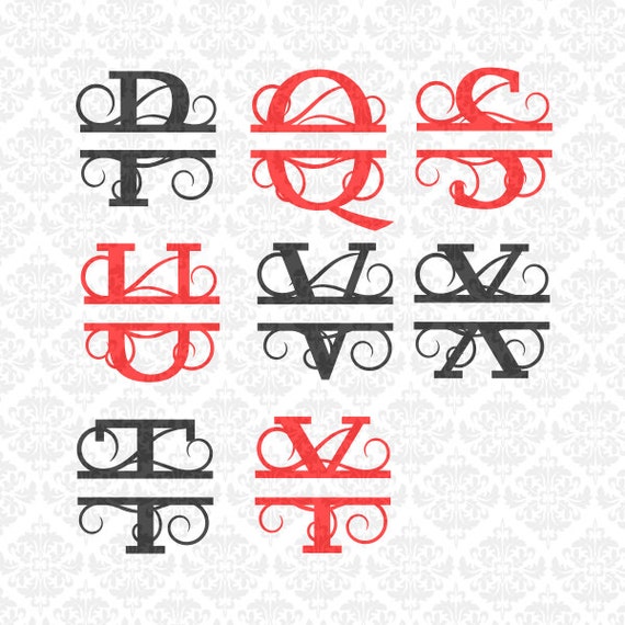 Split Monogram Swirly Letters Fancy Last Name Alphabet SVG Ai