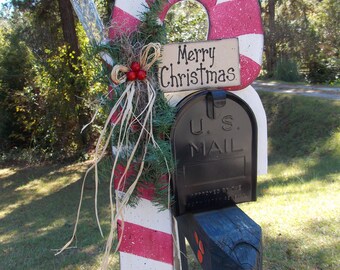 Candy Cane Mailbox Topper with Solar Light