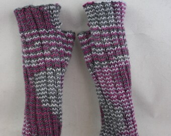 fingerless mitts, mitts, knit mittens, mittens, fingerless mittens, hand knit mittens, hand knit mitts, purple mitts, gray mitts, knits,