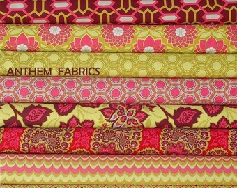 Joel Dewberry Heirloom fabric : fat quarter set of 9, Ruby Red palette