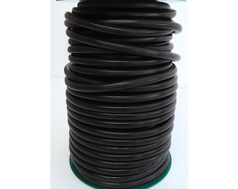 European 5mm black leather cord - Black leather to make bracelets, necklaces, crafts - Real, genuine leather - PREMIUM quality - PER YARD