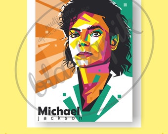 Michael Jackson Digital Painting / Colorfull Michael Jackson Poster / Jackson svg, png / pop idol / Music Legend / Vector / Art / Printable