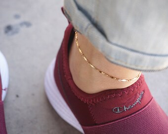 Simple Gold Anklet, Gold Dainty Chain Anklet, Gold Filled Anklet, Minimalist, Gold Stacking Anklet, Everyday Wear, Gold Ankle Bracelet