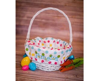 Personalized Easter Basket Liner, Easter Basket Liner, Polka Dot Girl Easter Basket Liner, Personalized Basket Liner For Girl