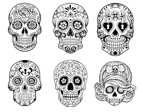 Sugar Skull SVG collectionCandy Skull Svg Dxf Sugar Skull