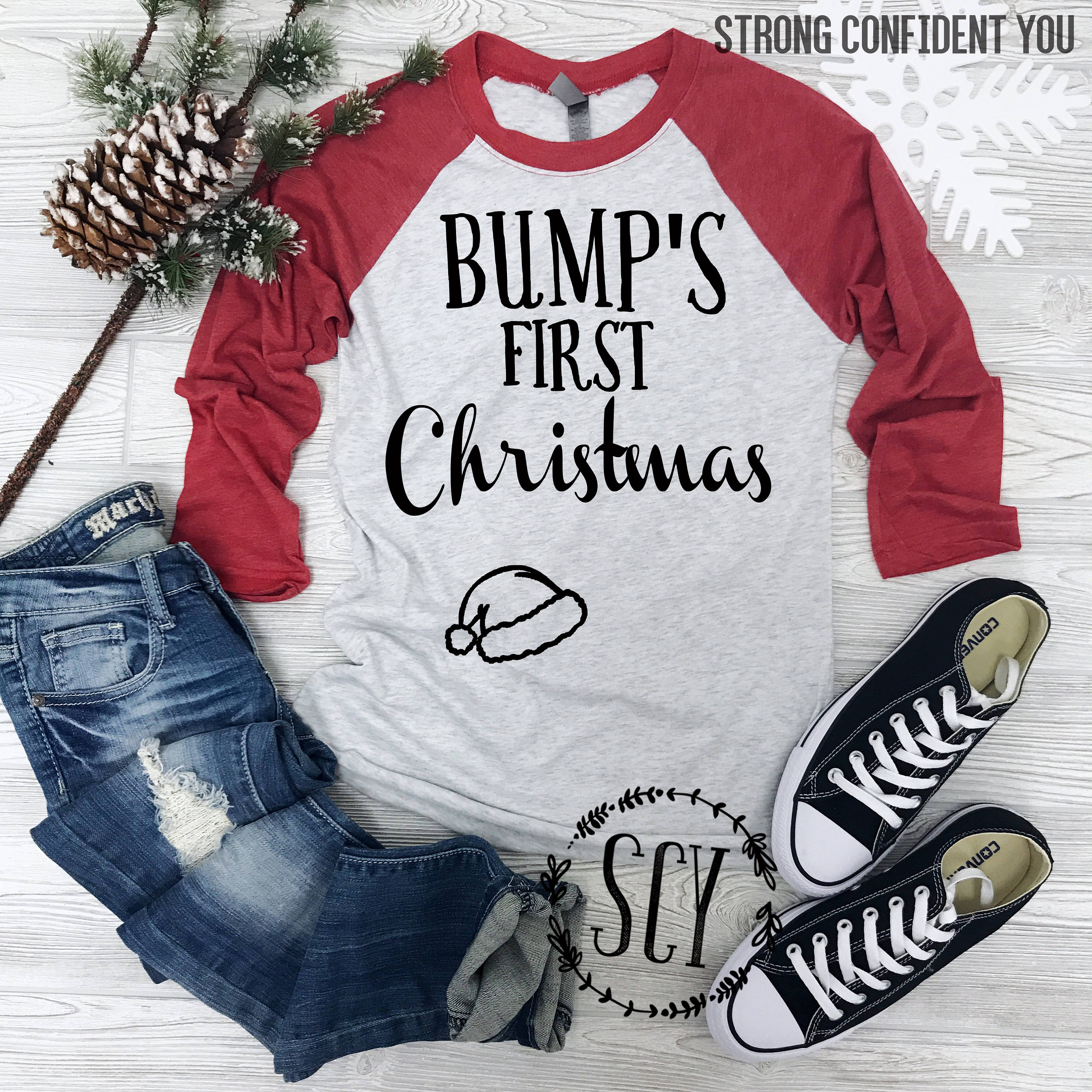 Bump's First Christmas® Shirt. Pregnancy Christmas Shirt.