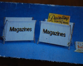 Vintage Canvas Typography Magazine Rack - Storage - Organization - Mid century Modern - new in box