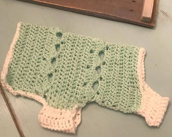 Green and White lightweight Dog Sweater