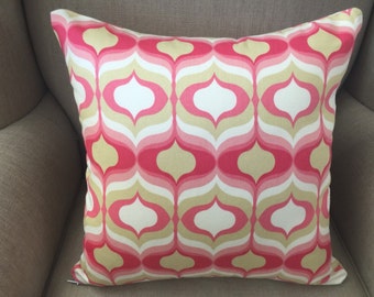 Cushion Cover/Pillow in Hourglass Blossom Pink Geometric Cotton Drapery Fabric by Waverly