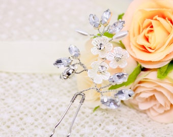 Bridal hair pins, pearl and rhinestone hair pins, wedding hair pins, pearl hair pins, bridesmaids hair pins,brides hair pin, hair pin set