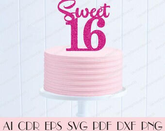 Free Free 73 16Th Birthday Cake Topper Svg Sweet 16 Svg Free SVG PNG EPS DXF File