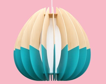 Eco Wooden Pendant light | Sustainable | Handmade custom Lighting | Colour | Original | 'Large Quarterium Pendant'
