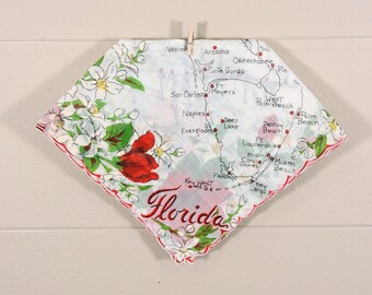 Florida Vintage Hankie / Florida Souvenir Hanky / Florida State Hankie