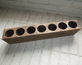7 Hole Wood Sugar Mold, Mexico, Wedding Decor, Organizer, Candles, Farmhouse