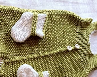 lime green cotton overalls, romper