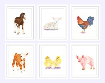 Nursery Decor Farm Animals, Nursery Wall Art, Watercolor Nursery Decor, Baby Farm Animals, Nursery Animal Prints, Farm Nursery Decor artwork