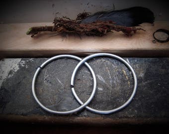 German Steel 6g Ear Weights / raw steel / tribal / gothic / witchy / dangle plugs / ear hangers / hoops for tunnels / unique bridal