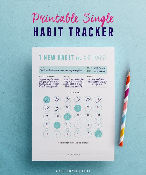 Habit tracker printable 30 day challenge printable planner