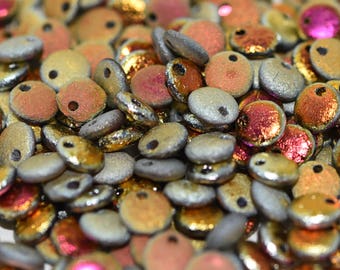 6mm Top hole lentil #E28083 Etched Full Marea 50 beads