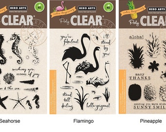 Hero Arts Color Layering Clear Stamps 4"X6" - Seahorse, Flamingo, Pineapple