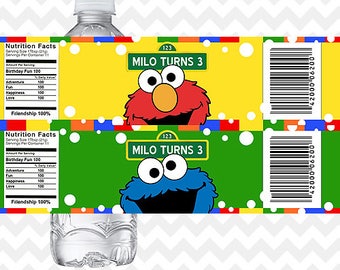 Elmo Water Bottle Labels, Cookie Monster Bottle Labels, Sesame Street Bottle Labels, Sesame Street Party, Elmo Birthday Party, Printables