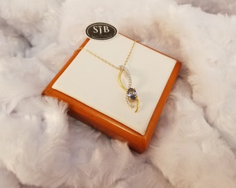 Tanzanite Pendant, 18k Tanzanite and Diamond Pendant, 18k White Gold & 18k Yellow Gold Tanzanite Pendant, December Birthstone Jewelry, #P241