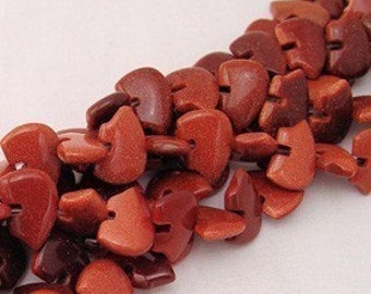 Six Goldstone Zuni Style Bear Fetish Beads Sparkling Orange Rust Glass Glitter Southwestern Desert Totem Animal Woodland Forest Autumn Fall