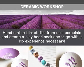 Ceramic workshop at Hitchin Lavender. Hertfordshire. Thursday's in April and May, 11am. Clay workshop. Craft workshop. Clay tutorial