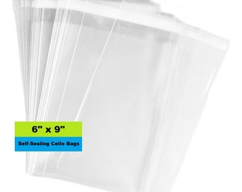 Cello Bags, 6" x 9" Self Sealing Bags, Clear Cellophane Bags, Resealable, Poly Bags, Clear Bag, Product Packaging