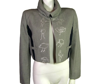 Vintage Comme des Garcons Bolero Jacket with embroided Birds 1989