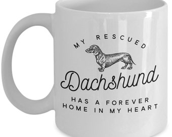 Dachshund Gift Coffee Mug For Doxie Wiener Dog Lovers - Pet Rescue Cute Novelty Cup