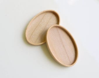 Fine finished hardwood bezel setting - Maple - 27x40 mm cavity- Set of 2 - (A63-Mp)