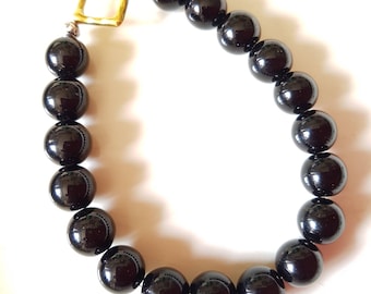 Black Stone Stretch Bracelet