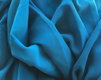 Dark teal double georgette fabric. 2 yards.